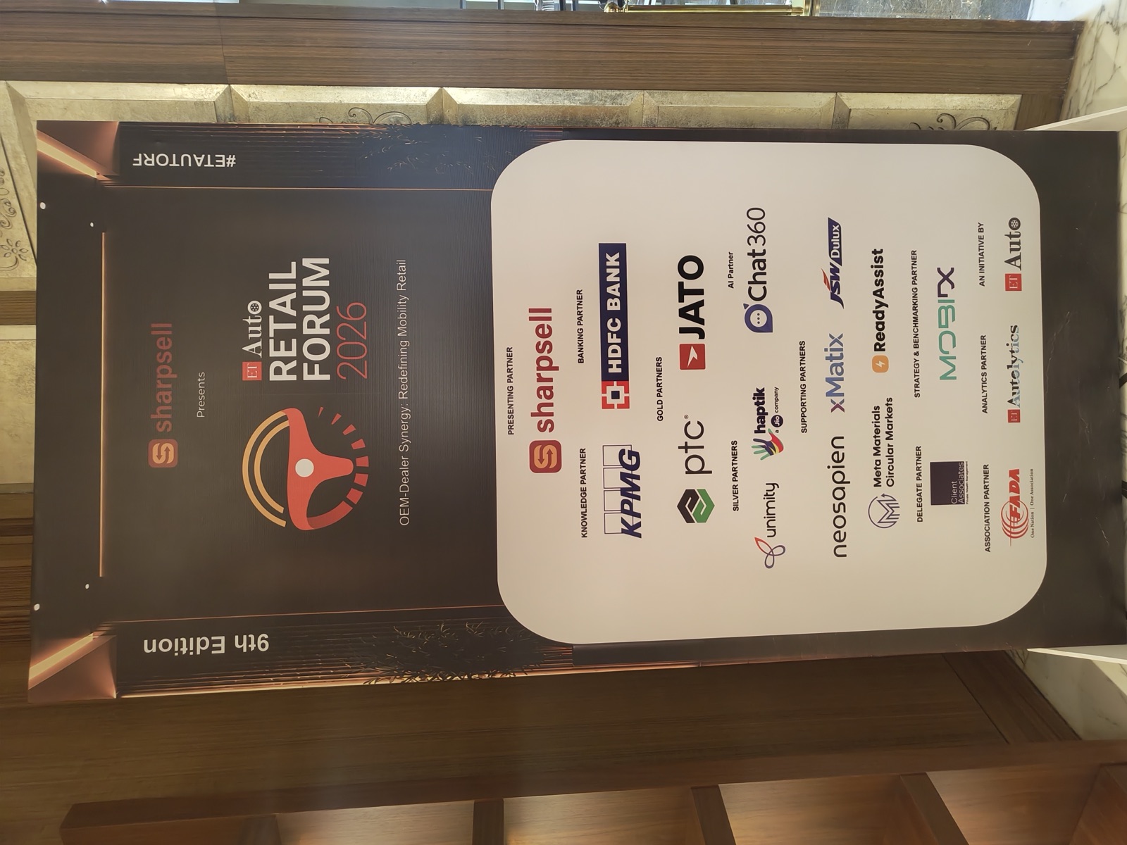 ETAuto Retail Forum 2026 partner board listing xMatix among the supporting partners