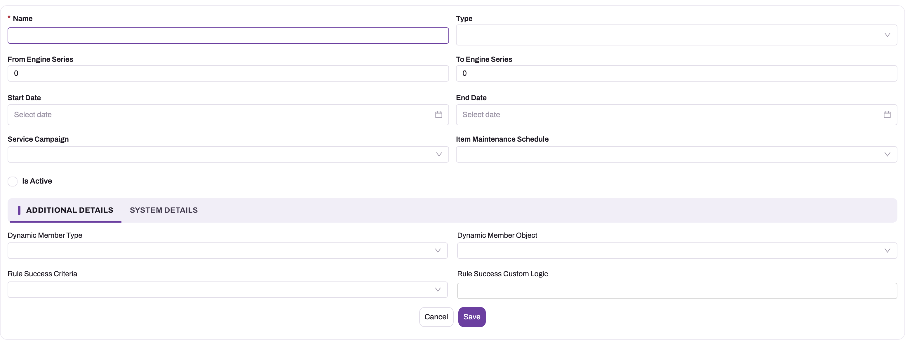 The new campaign form
